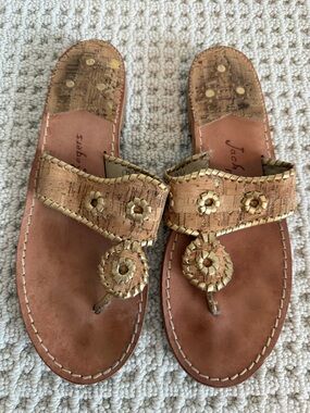 Jack Rogers Original Jacks Cork and Gold Sandal Size 11